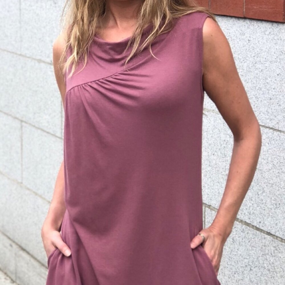 Dusty Rose Pink Sleeveless Callie Bamboo Tunic with Pockets